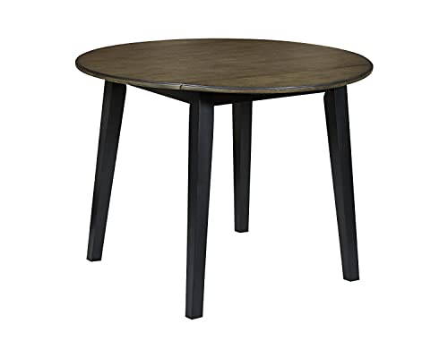 Signature Design by Ashley Froshburg Rustic Farmhouse 40" Round Drop Leaf Dining Table, Dark Brown by Signature Design by Ashley - Used condition - US$108.89