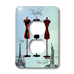 Robe de Paris et New York sur plaque 2 prises de courant déco chic