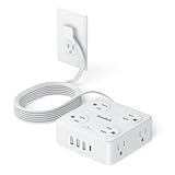 SMALLRT Regleta Multicontacto Enchufe Plano, Conector Multiple Escritorio con Protector de Sobretensión, 1.98M Extension...