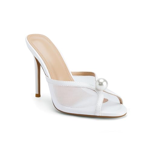 Image of Mesh Mule Heels for Women with 4 Inch Stiletto Heel