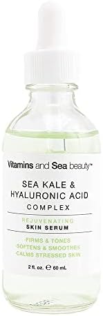 Vitamins and Sea Beauty, Hyaluronic Acid Serum for Face Anti-Aging with Sea Kale, Smoothing Facial Serum Skin Firming Hydrating Rejuvenating, 2 Fl Oz