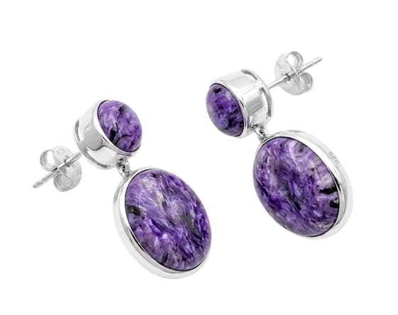 JUS Natural Charoite gemstone dangle...