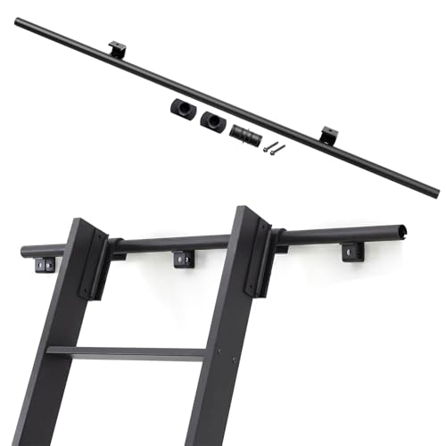 Image of Zonon 4 ft Metal Extension Track for Hook Rolling Kit System for Rolling Library Step Ladder No Rollers, No Ladder