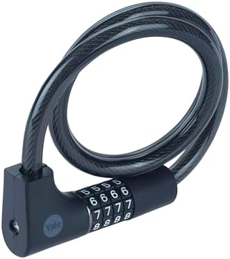 Yale Essential Güvenlikli Şifreli ve Anahtarlı Kablolu Kilit, YCC0/12/100/2, 140 mm, Örgü Çelik, 4 Haneli Kod, 2 Anahtar, Tuzlu Su Püskürtme Testinde 96 Saat Dayanıklılık, Bisiklete Monte Edilebilir - Görsel 3