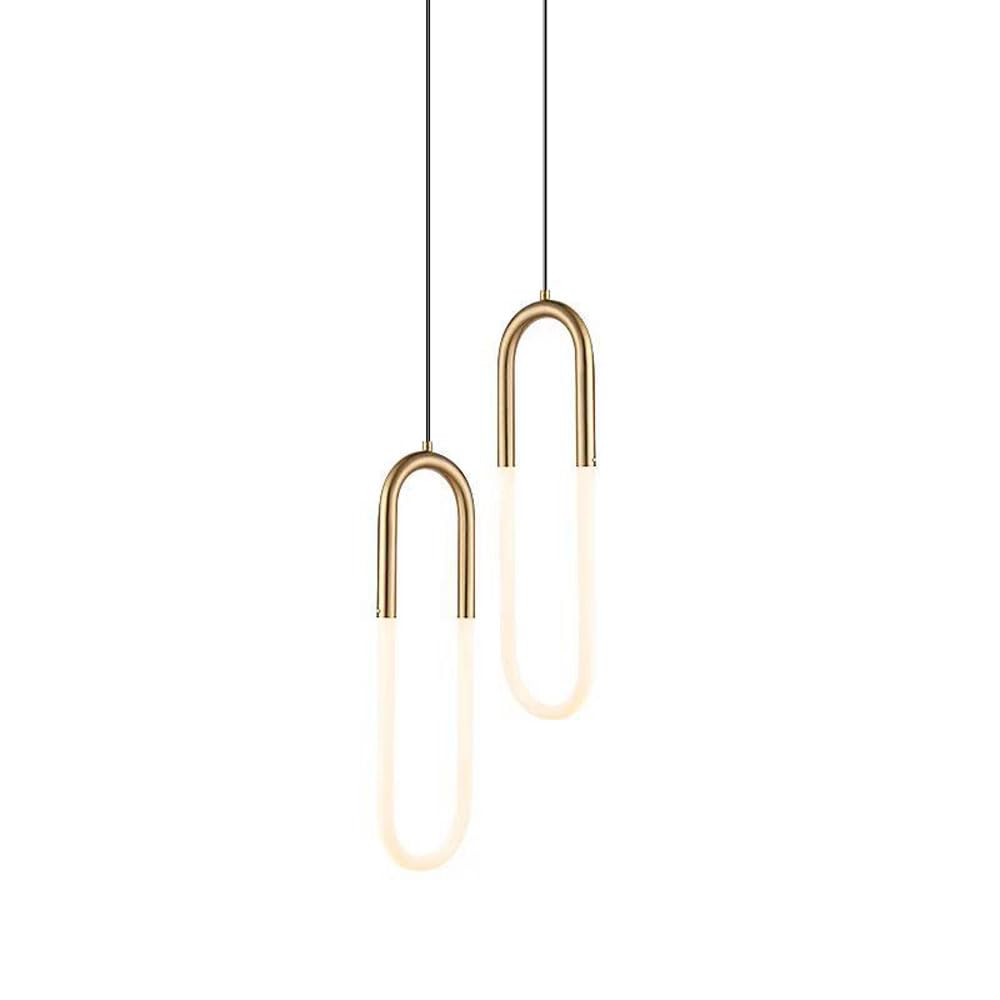 XAZLBIW Chandelier Modern Pendant Lightgolden Linear Hanging Lampsoval Lampshade Ceiling Lampled Light 20w Chandelierrope Adjustable Lampliving Roombed(2Pack)