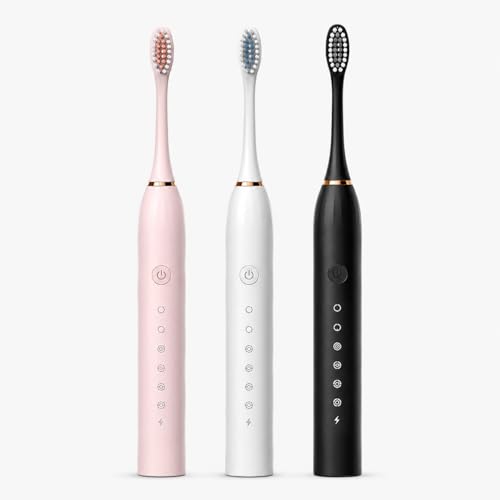 Image of Sonic Electric Toothbrush for Adults & Kids | USB Rechargeable | 6 Cleaning Modes | Smart Timer | IPX7 Waterproof | 3 Replacement Brush Heads (Multicolor)