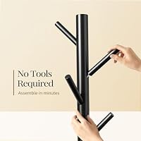 Pipishell Solid Wooden Coat Rack Freestanding, Hall Tree with 8 Hooks, 3 Height Options for Coats, Hats, Handbags, and Scarves, Tool-Free Assembly, Space Saving Design for Entryway, Office, Bedroom — image 5