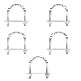 Heyous Stainless Steel U-Pipe Clamp M6x42x70mm with Nut Plate and Washer Bolt Screw Clamp Pipe Clamp for Marine Locking Components Fastening Pipe Connections