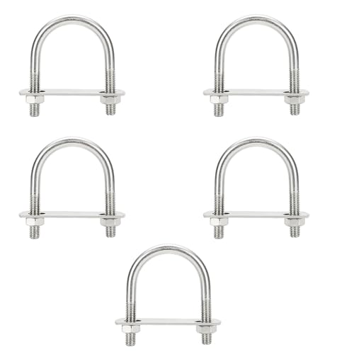 Heyous Stainless Steel U-Pipe Clamp M6x42x70mm with Nut Plate and Washer Bolt Screw Clamp Pipe Clamp for Marine Locking Components Fastening Pipe Connections