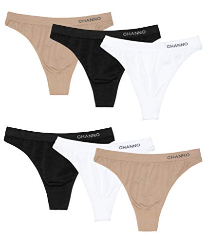 Channo Tanga Licra Mujer Sin Costuras Seamless Básico Lisos Suaves - Pack de 6, Surtido, U