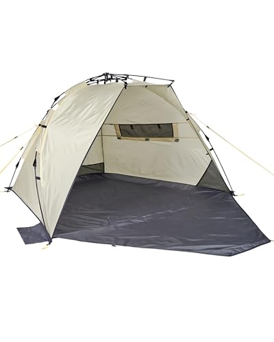 Uquip Strandmuschel Speedy Boulder I 150 x 115 x 200 cm I UPF 50+ Strandzelt zum Schutz vor Sonne, Wind & Regen I tragbares Beach Zelt mit Quick-Up System I ideal für Strand, Camping & Picknick