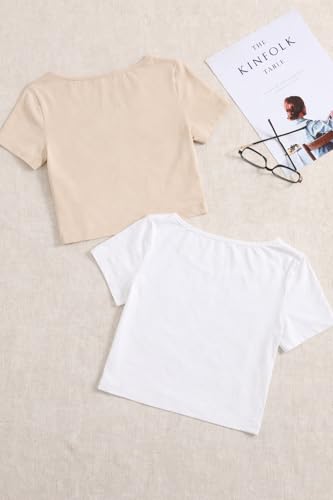 Image of KERI PERRY Tops for Women Crop Top for Women's Tank Activewear Tee Sports Work Out Wear Casual Round Neck Cotton Camisole Pack of 2