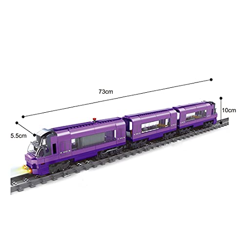 VPPI Technik Zug Eisenbahn Bausatz, Eisenbahnzug Bausteine Modell mit Schienen mit Motor, 631 Teile City Güterzug… – Bild 5