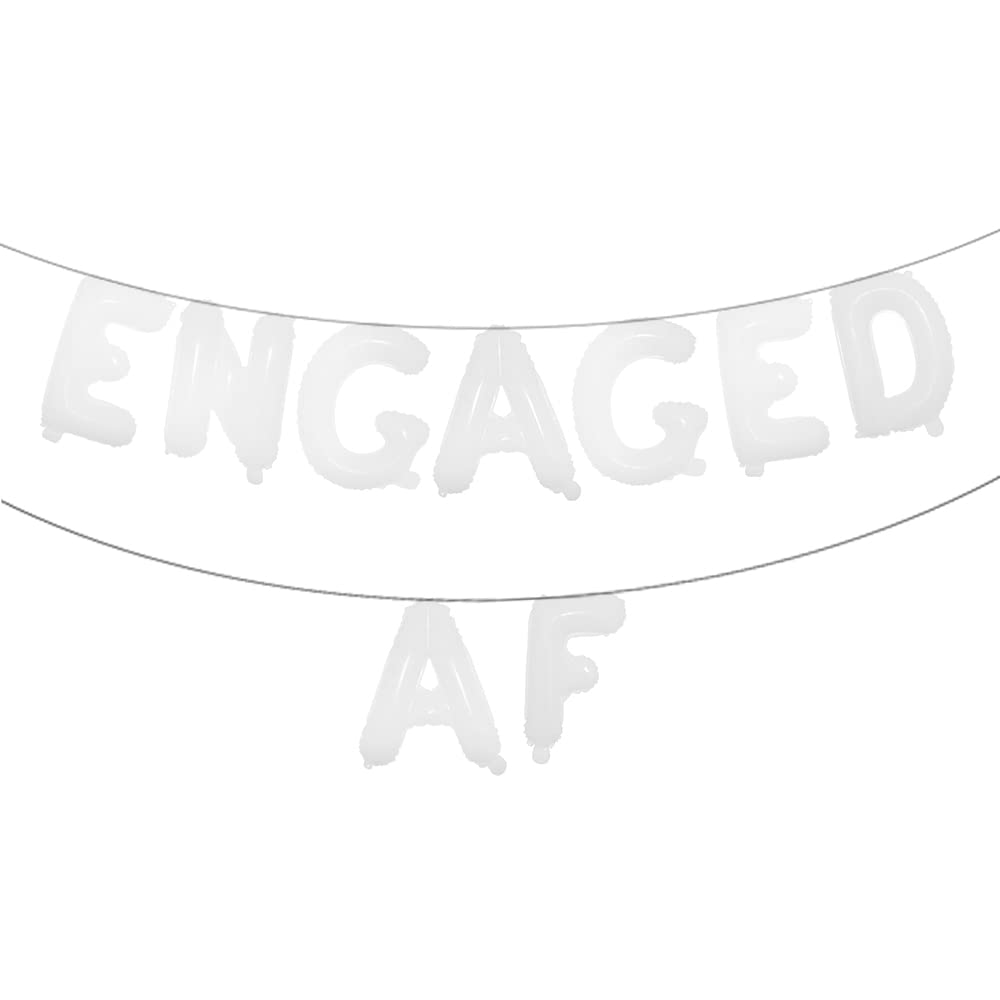 16 inch Multicolored Engaged AF Balloon Letters Banner Engagement Party Decorations Supplies (ENGAGED AF White)