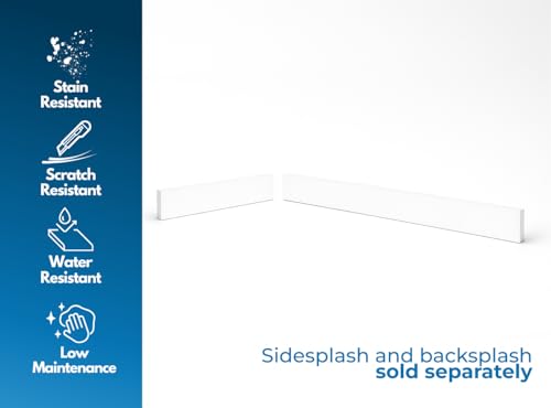 Image of Bathroom Vanity Sink Backsplash /Sidesplash (Super White Engineered Marble, 4 inch x 48 inch)