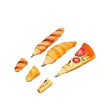 Lxzcelrt Ballpoint Pens, Black Ink Fine Point 0.5mm Unique Pizza Bread Shape Writing Pens Small Cute Ball Pens Gift for Students Children, Office School Supplies (3pcs)