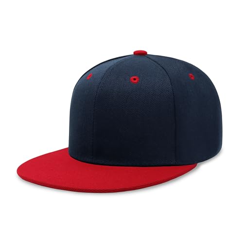 Image of CHOK.LIDS Flat Bill Visor Classic Snapback Hat Blank Adjustable Brim High Top End Trendy Color Style Plain Tone Baseball Cap