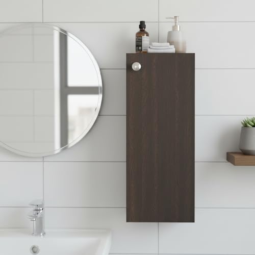 Image of Marbin Modern Tall Storage Cabinet with Door & Shelves | Space Saving Bathroom Organizer, Bedroom Side Cabinet & Multipurpose Cupboard | Engineered Wood, 35x26x83cm Wenge Finish