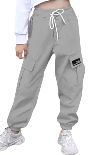 Image of Cromoncent Girls&Womens Cargo Pants Elastic Waist Lightweight Outdoor Jogger Pants, 6 Years - XX-Large