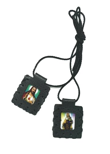 Scapulaire Saint Michel Arcangel cuir noir pour la protection spirituelle contre le mal