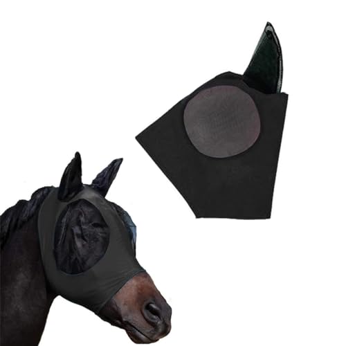 JTKREW Maschera per Cavalli con paraorecchie,Rete Traspirante Anti-UV,Protezione Contro Mosche,zanzare