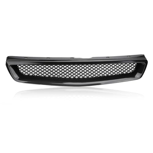 Front Bumper Grille Fit 1999-2000 for Civic Coupe/Sedan JDM Type R ABS Black Mesh Front Upper Grill Guard Replacement Part
