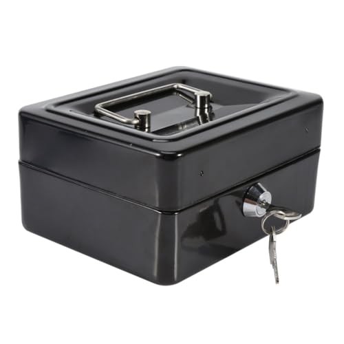 Qcwwy Caja de Efectivo de Metal con Cerradura Caja de Almacenamiento de Metal Pequeña Portátil de Seguridad para Documentos de Dinero Hogar Coche Material de Metal de Primera Calidad 2