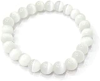 Wholesalegemshop Powerful Selenite Beaded Round Bracelet With Pouch Crystal Healing Fashion Wicca Jewelry Men Women Gift P...