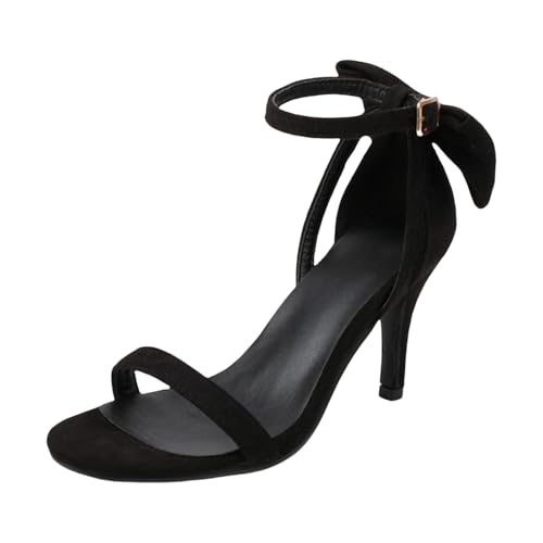 Sandalias de Tacon Alto Mujer Fiesta Sandalias Verano Elegantes con Cordones Sandalia de Vestir Comodas Cierre de Hebilla Tacones Sexy Dorada Negras Romanas Zapatos High Heels Para Boda Novia Regalo