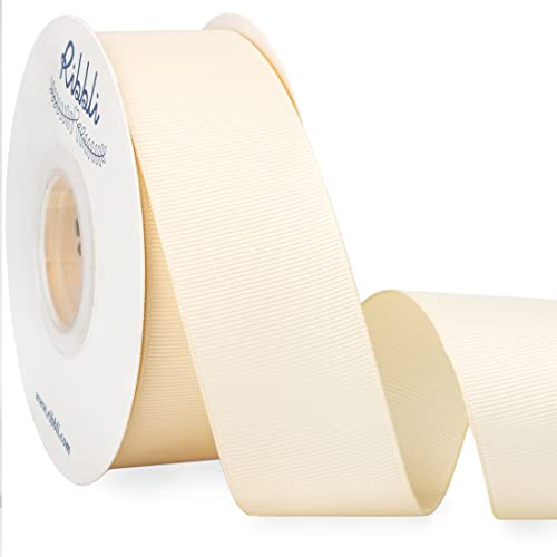 Ribbli Ivory Grosgrain Ribbon, 1-1/2 inches x Continuous 25 Yards, Use for Bows DIY Hair Accessories,Gift Wrapping, Craft and Sewing
