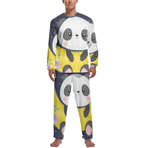 Pyjama homme manche longue panda ensemble de nuit confortable pour l'hiver