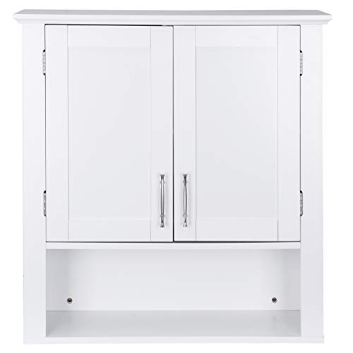 Super Deal Bathroom Wall Cabinet Over The Toilet, Medicine Cabinet With Two Doors And Three Shelves, White #TOP7