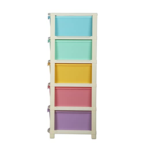 Image of Polyset Amber Plastic Drawer 5 Tier, Pastel