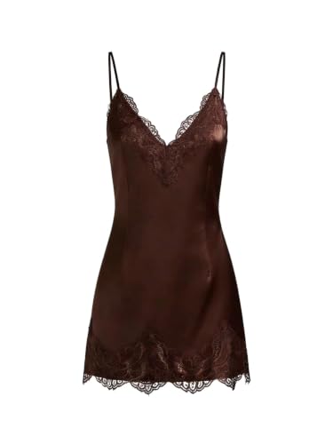RoseSeek Women's Satin Lace Dress Mini Going Out Elegant Lounge Night Dress