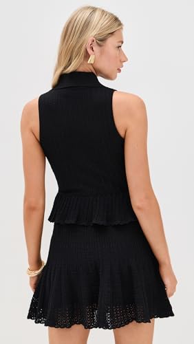 Women's Black Pointelle Knit Mini Dress3