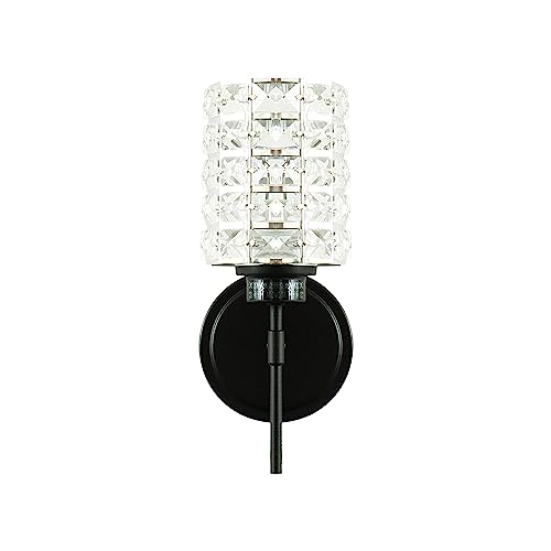 Image of MONKFISH Elegant Chrome Wall Sconce with Glass Shade WS80 Modern Wall Lamp, UL Listed Light Fixture for Bedroom, Bathroom, Living Room, Hallway, Staircase - Contemporary Indoor Lighting(Black)