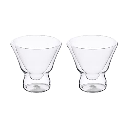 Masterpro - Mixology Glassware - Double Walled Insulated Glassware - Durable Borosilicate Glass Sets For Home And Kitchen - Set Of 2 Martini Glasses - 7.7 Ounces #TOP4