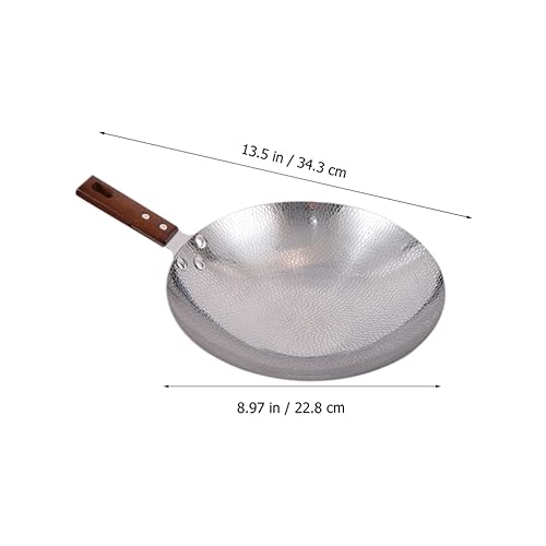 Wok de acero inoxidable con mango de madera ergonómico miniatura 2