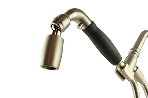 High Sierra's Solid Metal Handheld Shower Head Kit With Slip-Free Grip. Includes All Metal Handheld Shower Head, Trickle Valve, Hose With Silicone Inner Tube, And Holder. 2.0 Gpm. Brushed Nickel #TOP1
