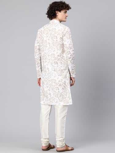Image of Majestic Man Men's Cotton Regular Fit Ethnic Motifs Printed Long Kurta