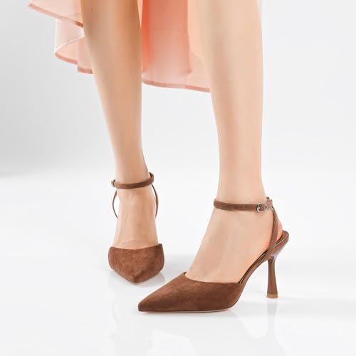 Image of Susanny Heels for Women Stiletto Closed Pointed Toe Backless Dress Shoes High Heels Sexy Kitten Pumps Wedding Guest Party Dance Prom Dressy Comfort Shoes