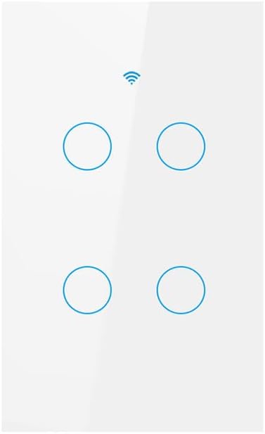 WiFi Smart Wall Switch,Glass Touch Panel, Compatible with Alexa,Google Assistant, No Neutral line Needed and Neutral line Needed Dual Mode, US 10A (4 Gang)
