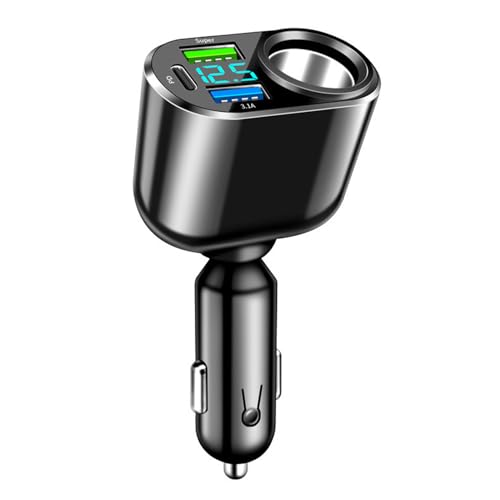 4 en 1 USB Car Cigarrillo Lighter Charger, 66 W Fast Charging Type C PD 30 W, 90 W Multi-Socket Cigarrillo Lighter Socket, Dual 3,1 A USB Car Cigarrillo Lighter Adapter para iPhone, iPad, Android
