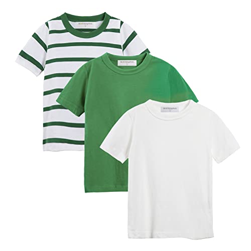 Mud Kingdom 3-Pack Toddler Boys Short Sleeve T-Shirts Striped Plain Cotton Green Size 2T #TOP6