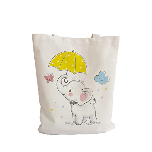 ZHOUHONG Jutebeutel Schmetterling Blauer Elefant Tote Bag Wiederverwendbar Stoffbeutel mit Reißverschluss Stofftasche Hohe Kapazität Stofftaschen Dauerhaft Jute Tasche Stoffbeutel Bedruckt 25x30cm