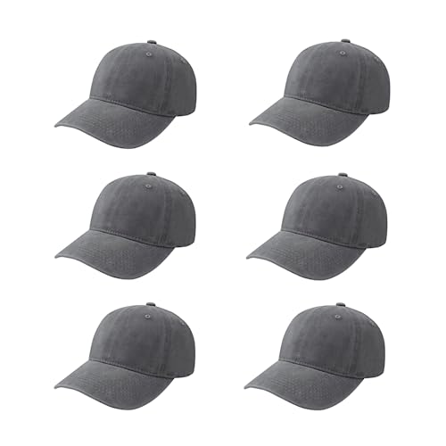 Casquette de baseball vintage délavée : lot de 6 casquettes unies unisexes TopTie