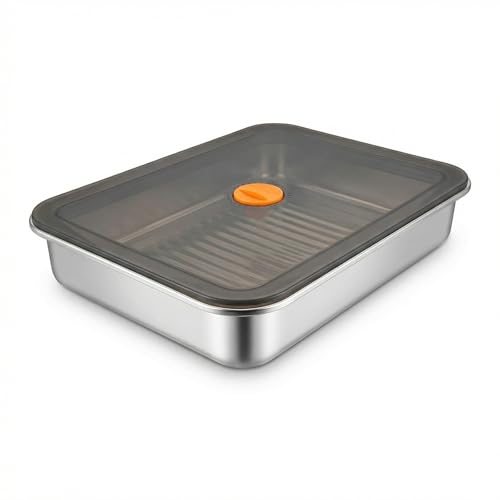 Zimoer Boîte à Pâtons 5cm - Bac à Pâte Pizza en Acier Inoxydable avec Couvercle, Boîte de Fermentation Empilable pour Réfrigérateur, Idéal pour...