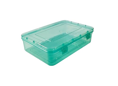 Image of Feliz Green Coloured Plastic Medium Storage Boxes Size 8.5 x 5.5 x 2.25 inches (Set of 5)