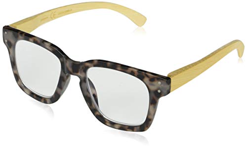 Peepers by PeeperSpecs Women's Coffee Shop Square Reading Glasses, Gray Tortoise - Focus Blue Light Filtering Lenses, 50 mm + 1