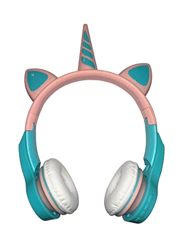 Amzberks Auriculares inalámbricos para juegos, Bluetooth 5.0, auriculares plegables con micrófono con cancelación de ruido para adultos o niños (rosa y azul)